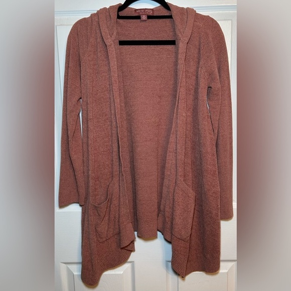 Barefoot Dreams CozyChic Ultra Lite Hooded Seashore Cardigan- Clay/ Size X-Small - Picture 2 of 8